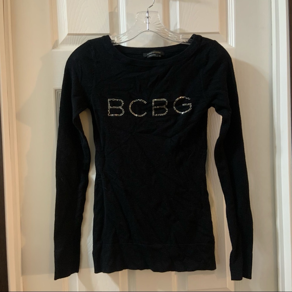 BCBGMaxazria Black BCBG Rhinestone Lightweight Sweater M - Picture 1 of 9